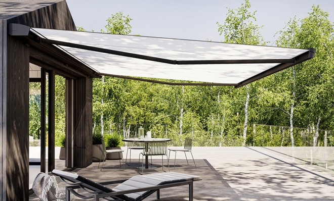 modern white fabric retractable awning